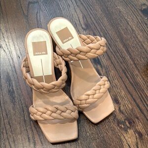 Dolce Vita Tan Braided Sandals with Block Heel